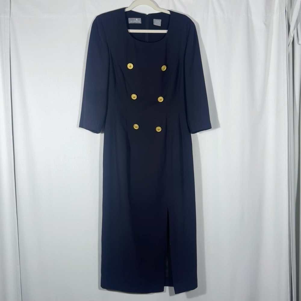 90s Vintage Liz Claiborne Black Midi Dress